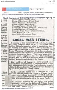 Clippings taken from Welsh Newspapers Online and others re local news